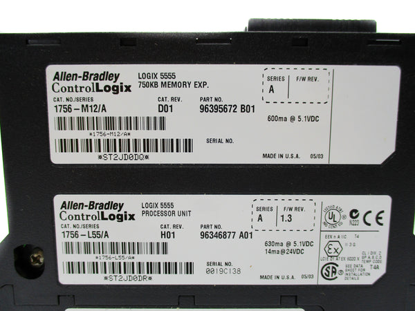 ALLEN BRADLEY 1756-L55M12 SER. A F/W 1.3 NSMP