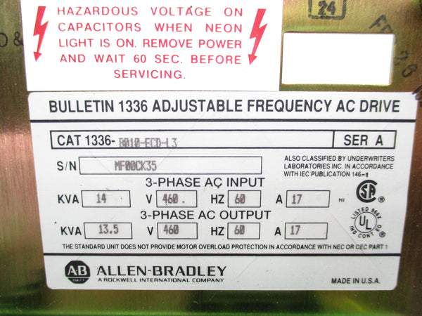 ALLEN BRADLEY 1336-B010-ECD-L3 SER. A NSNP
