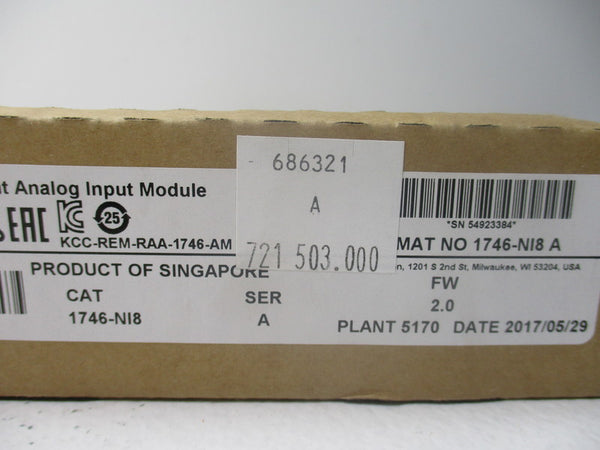 ALLEN BRADLEY 1746-NI8 SER. A FW 2.0 DATE: 2017 NSFS