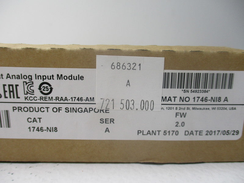 ALLEN BRADLEY 1746-NI8 SER. A FW 2.0 DATE: 2017 NSFS