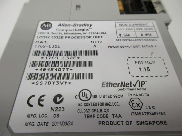 ALLEN BRADLEY 1769-L32E SER. A F/W 1.15 24VDC 0.66A NSMP