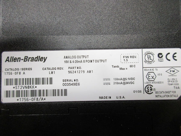 ALLEN BRADLEY 1756-OF8 SER. A F/W 1.5 24VDC NSNP