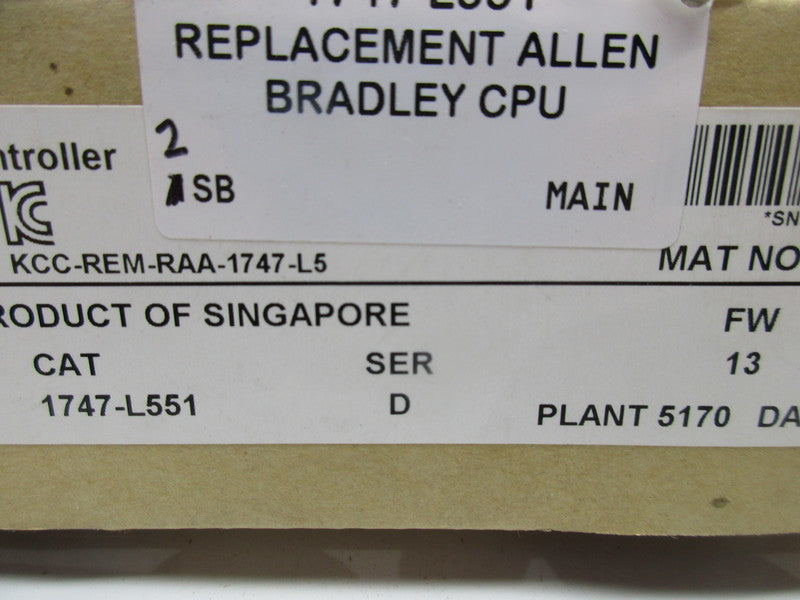 ALLEN BRADLEY 1747-L551 SER. D F/W 13 (NO KEY) NSMP