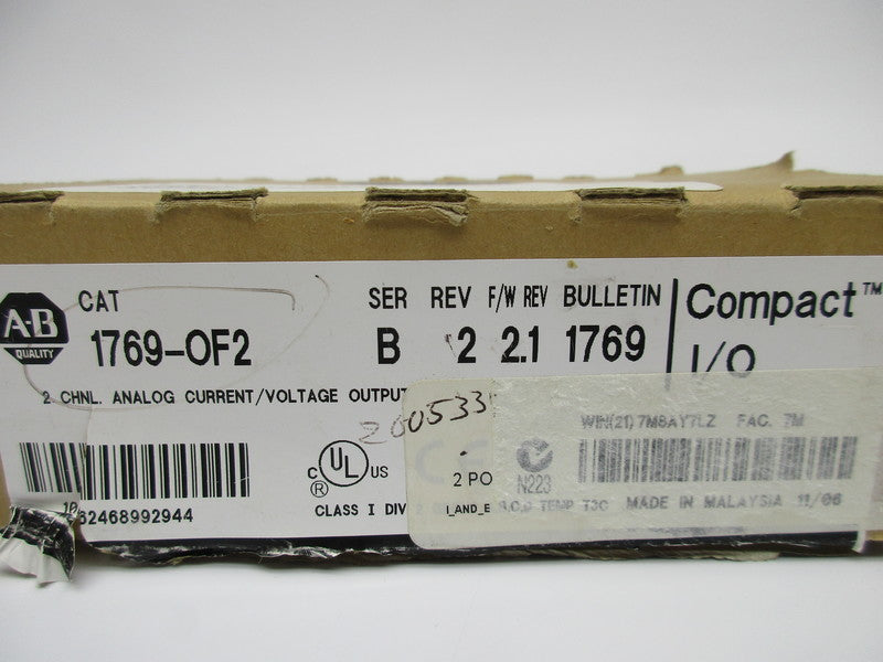 ALLEN BRADLEY 1769-OF2 COMPACTLOGIX SER. B F/W 2.1 NSMP