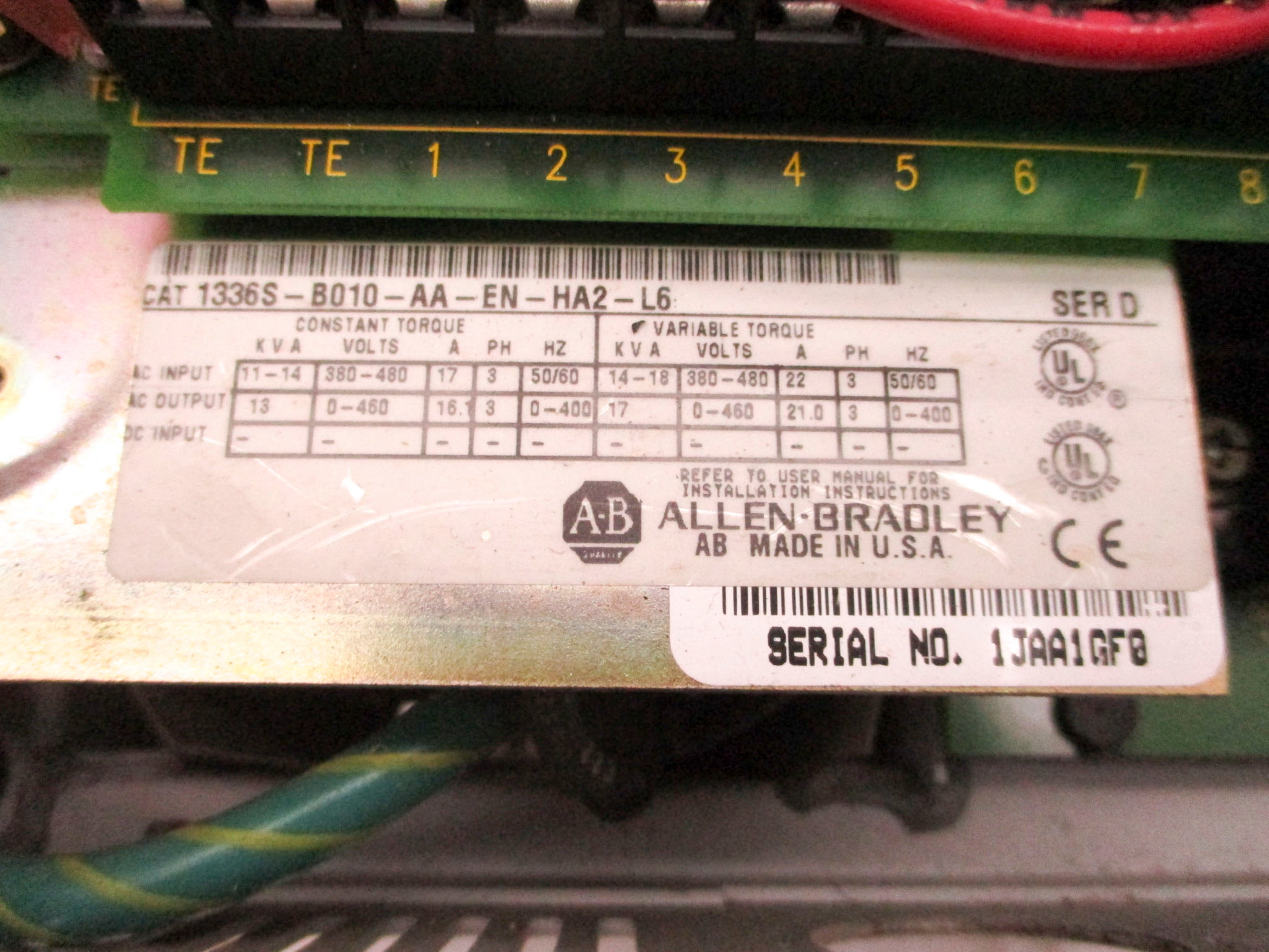 ALLEN BRADLEY 1336S-B010-AA-EN-HA2-L6 SER. D REMAN