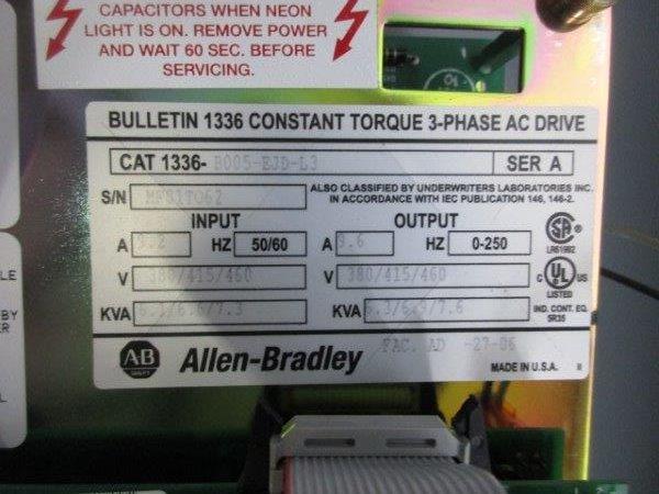 ALLEN BRADLEY 1336-B005-EJD-L3 SER. A 460VAC 9.2A NSMP