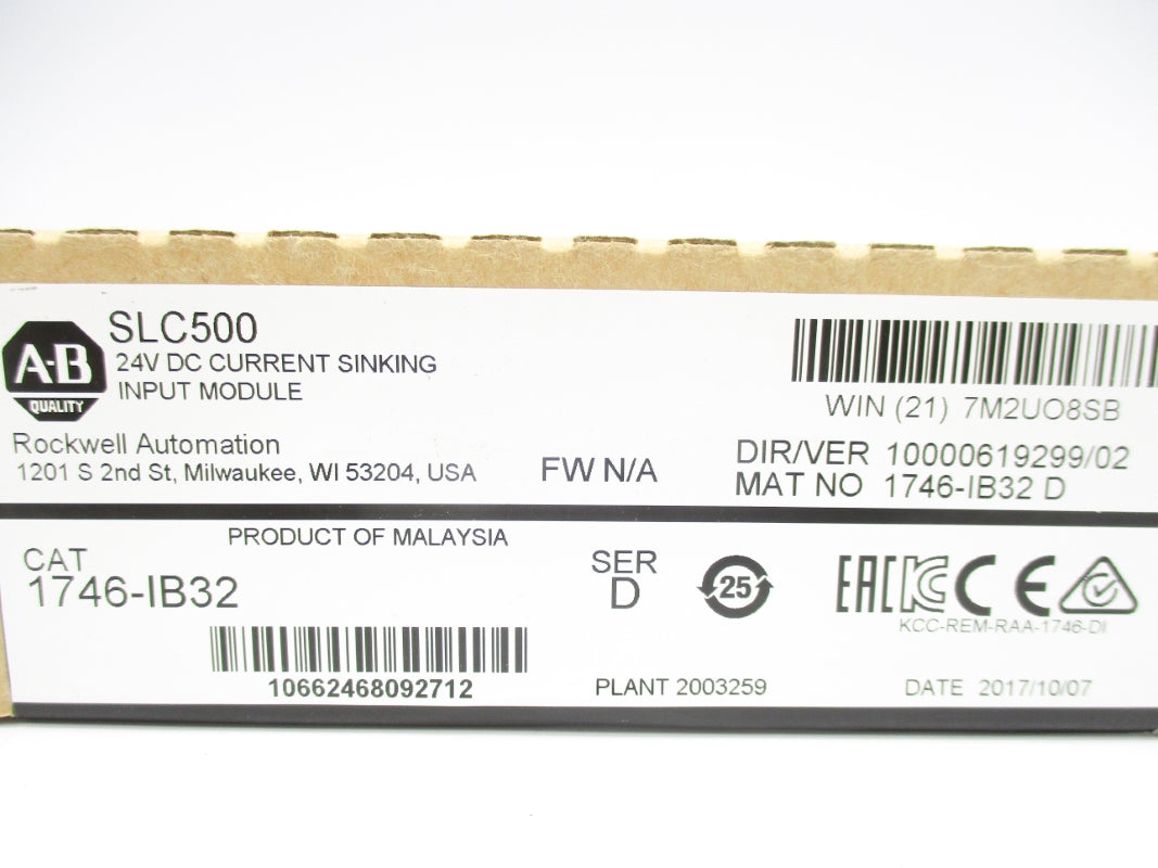 ALLEN BRADLEY 1746-IB32 SER. D DATE: 2017 NSFS