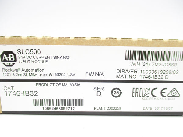 ALLEN BRADLEY 1746-IB32 SER. D DATE: 2017 NSFS