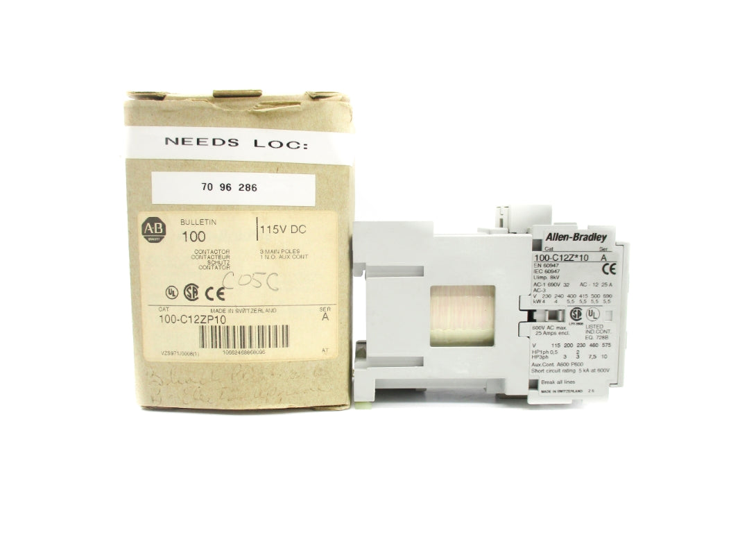 ALLEN BRADLEY 100-C12ZP10 SER. A 115VDC NSMP