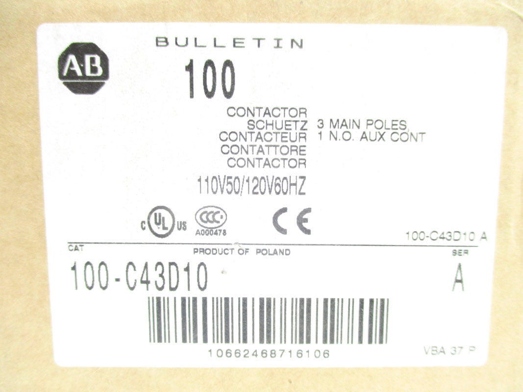 ALLEN BRADLEY 100-C43D10 SER. A 110/120V (BR/WH) NSMP
