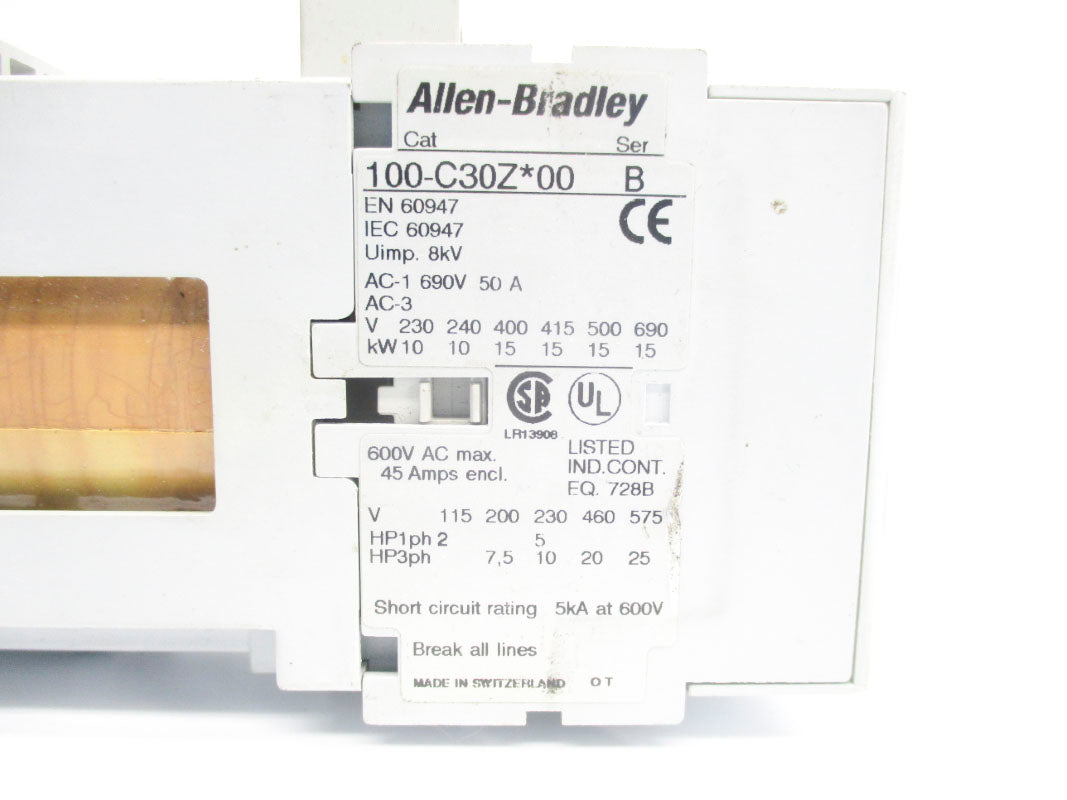 ALLEN BRADLEY 100-C30ZJ00 SER. B 24VDC 30A UNMP