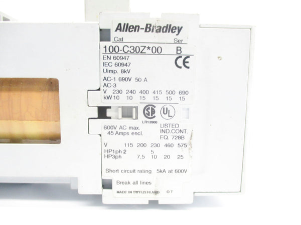 ALLEN BRADLEY 100-C30ZJ00 SER. B 24VDC 30A UNMP
