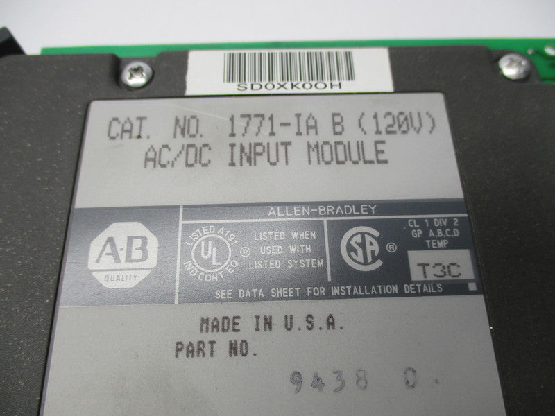 ALLEN BRADLEY 1771-IA SER. B 120VAC/DC UNMP
