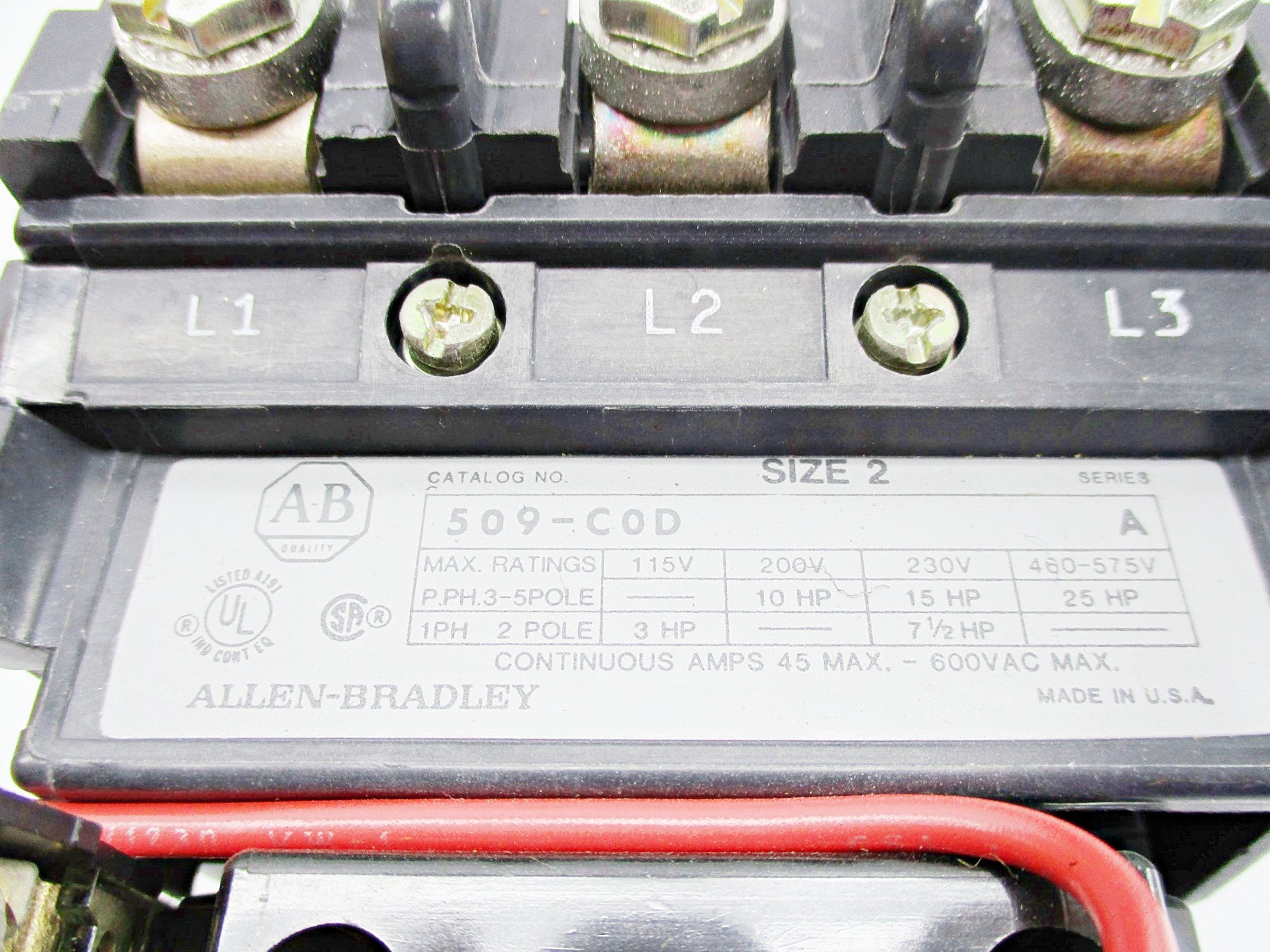ALLEN BRADLEY 509-COD SER. A 110/115-120VAC 45A (BR/YL) NSMP