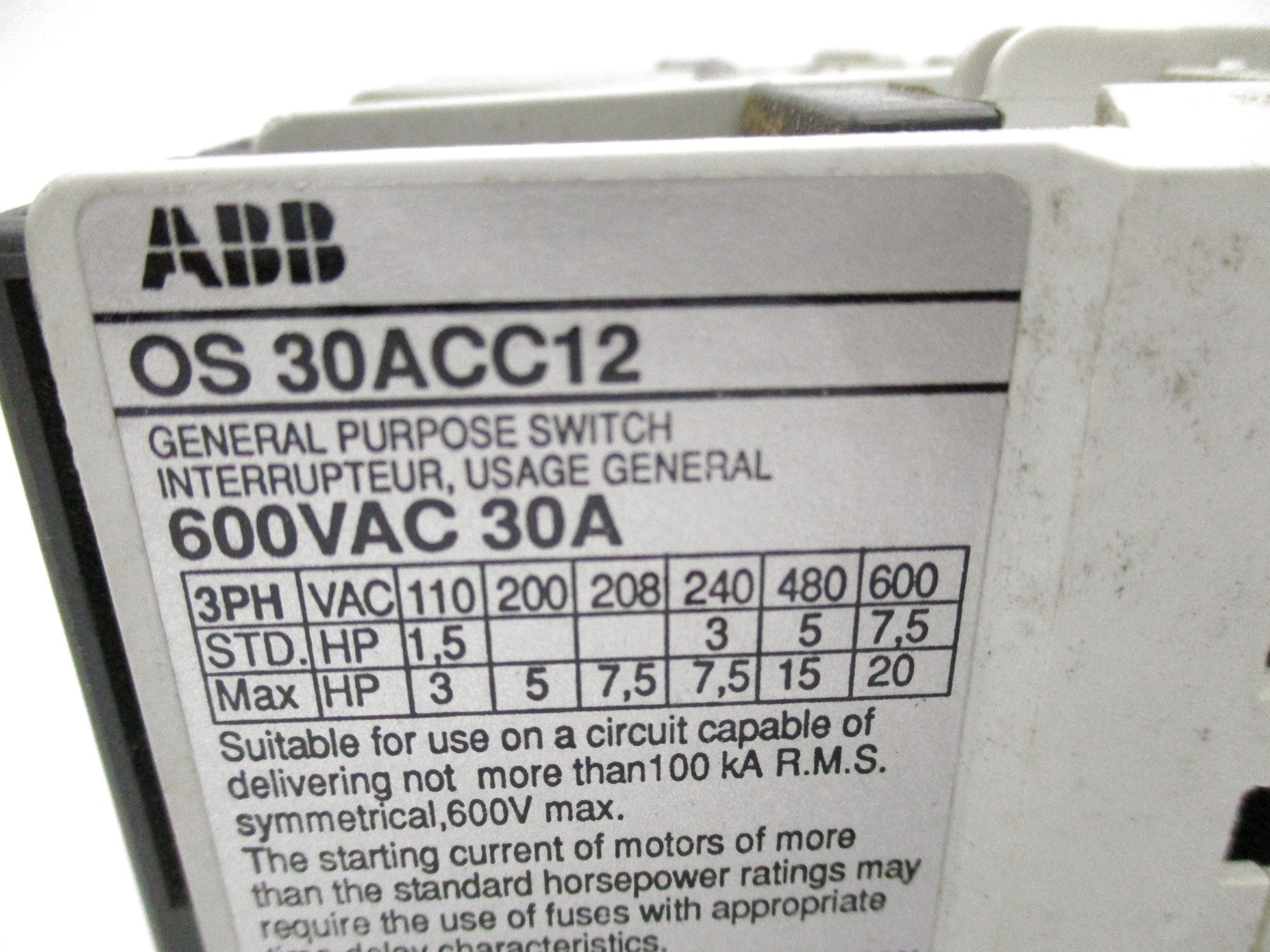 ABB OS30ACC12 1SCA022548R9720 NSMP