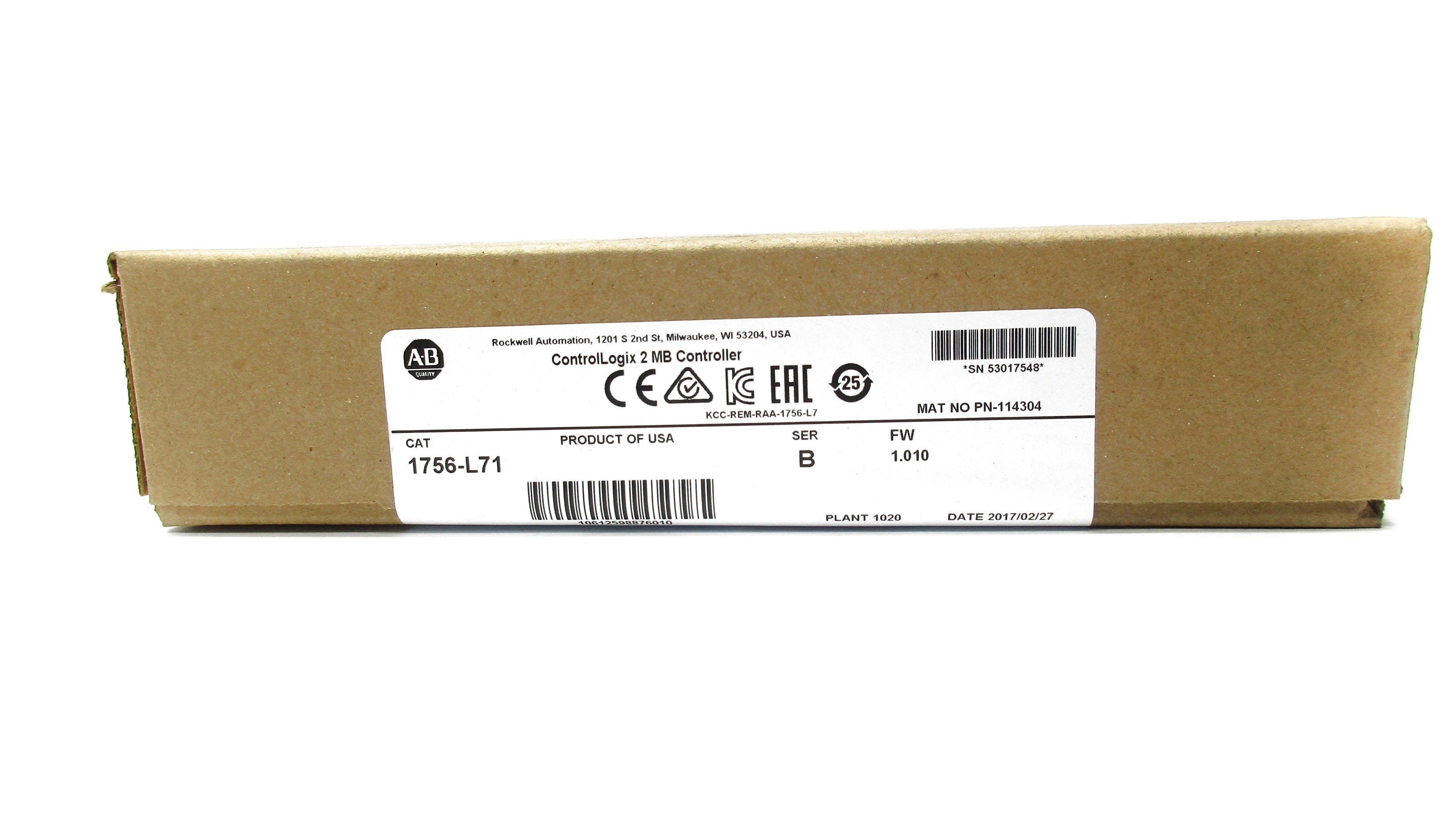 ALLEN BRADLEY 1756-L71 SER. B F/W 1.010 DATE: 2017 NSFS