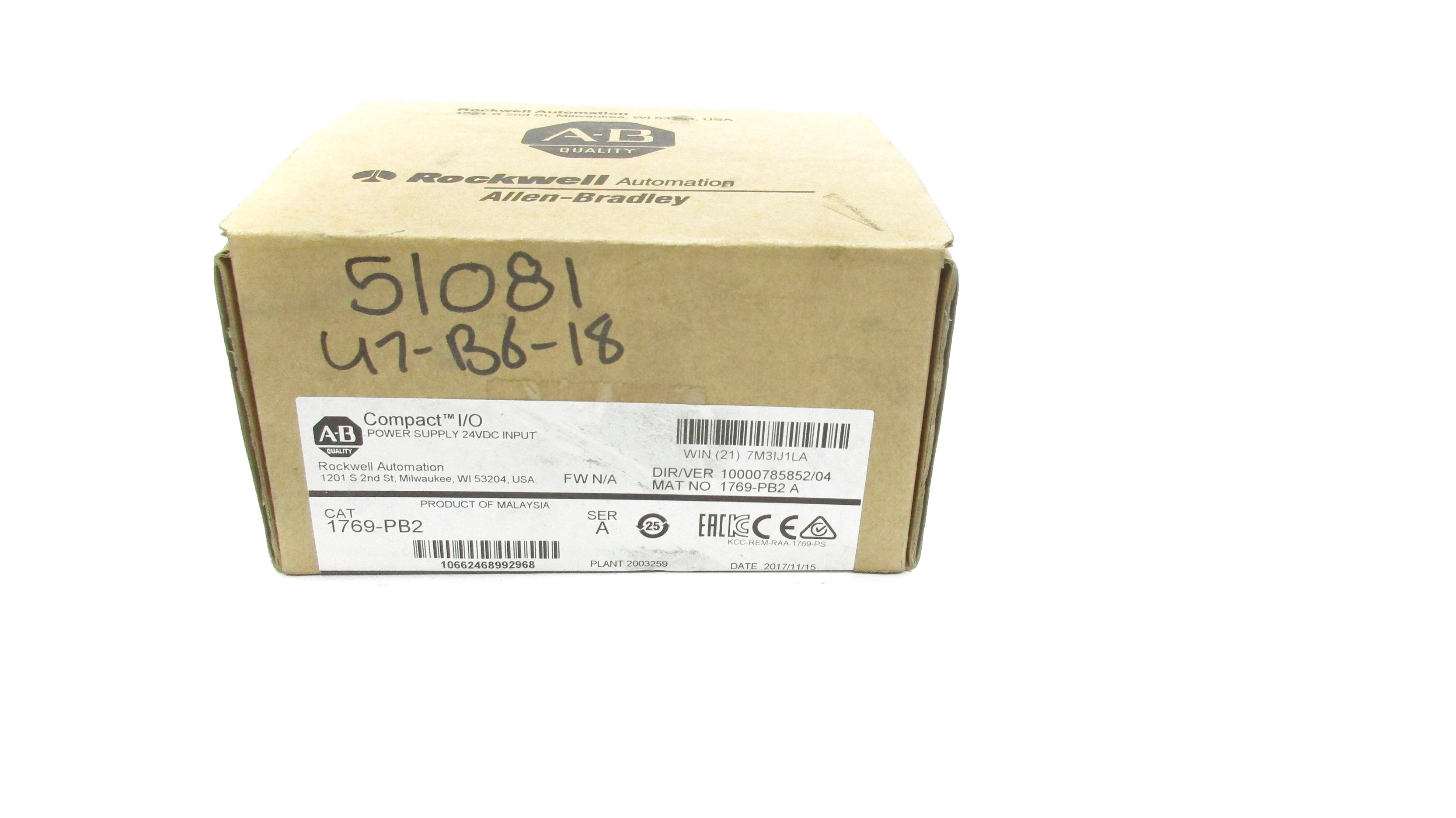 ALLEN BRADLEY 1769-PB2 SER. A 24VDC DATE: 2017 NSFS