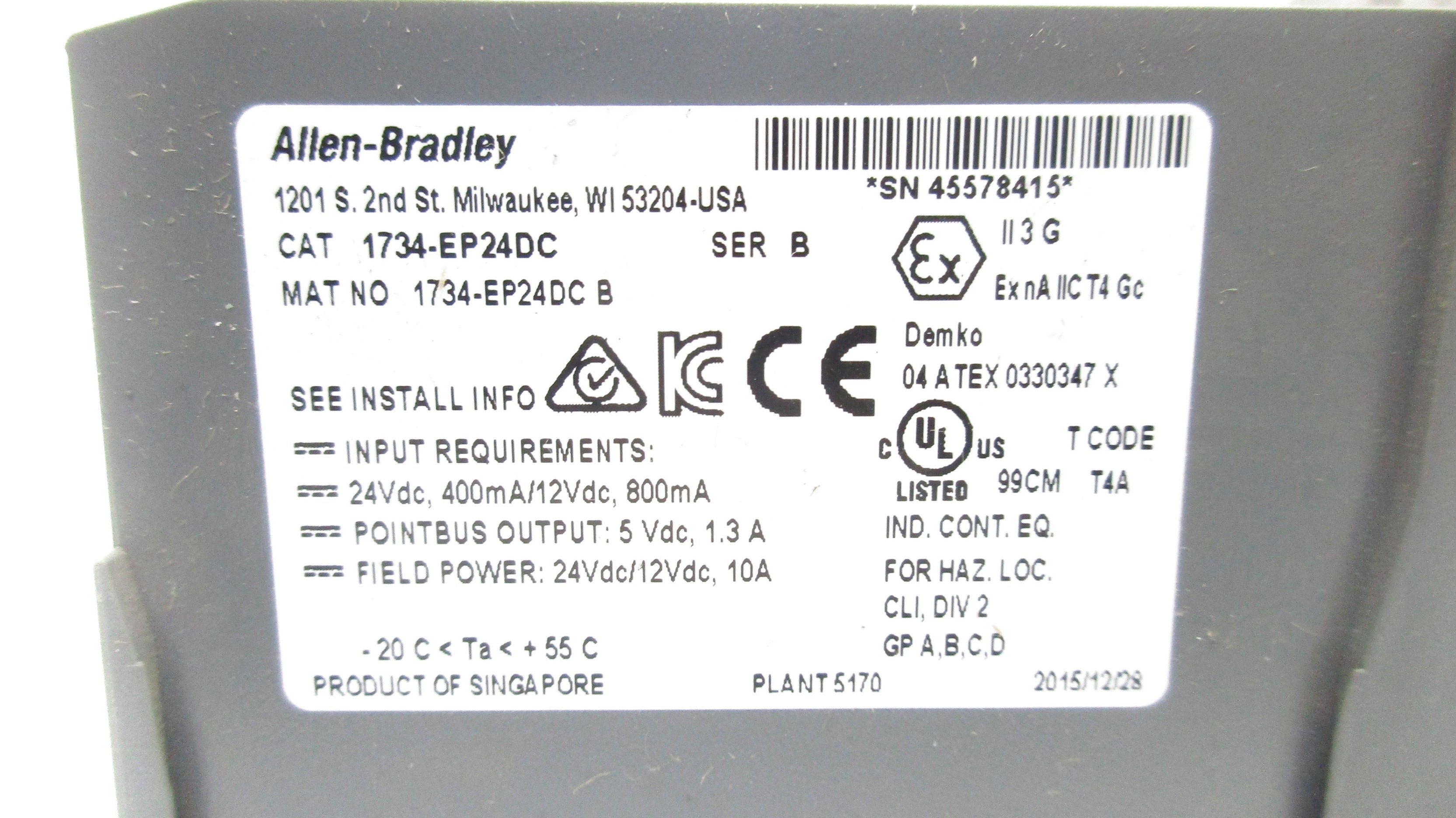 ALLEN BRADLEY 1734-EP24DC SER. B 24VDC 10A NSNP