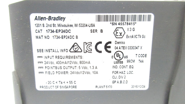 ALLEN BRADLEY 1734-EP24DC SER. B 24VDC 10A NSNP