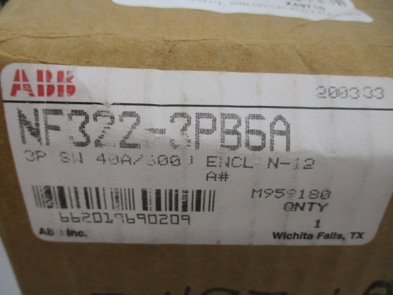 ABB NF322-3PB6A 600V 40A NSMP