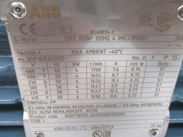 ABB EMM11044-PP 3GBP112370-ACK011208332509 460V 7.6A UNMP