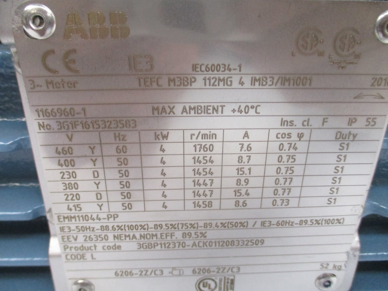 ABB EMM11044-PP 3GBP112370-ACK011208332509 460V 7.6A UNMP