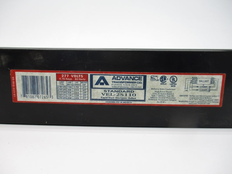 ADVANCE VEL-2S110 277V 0.76A NSNP