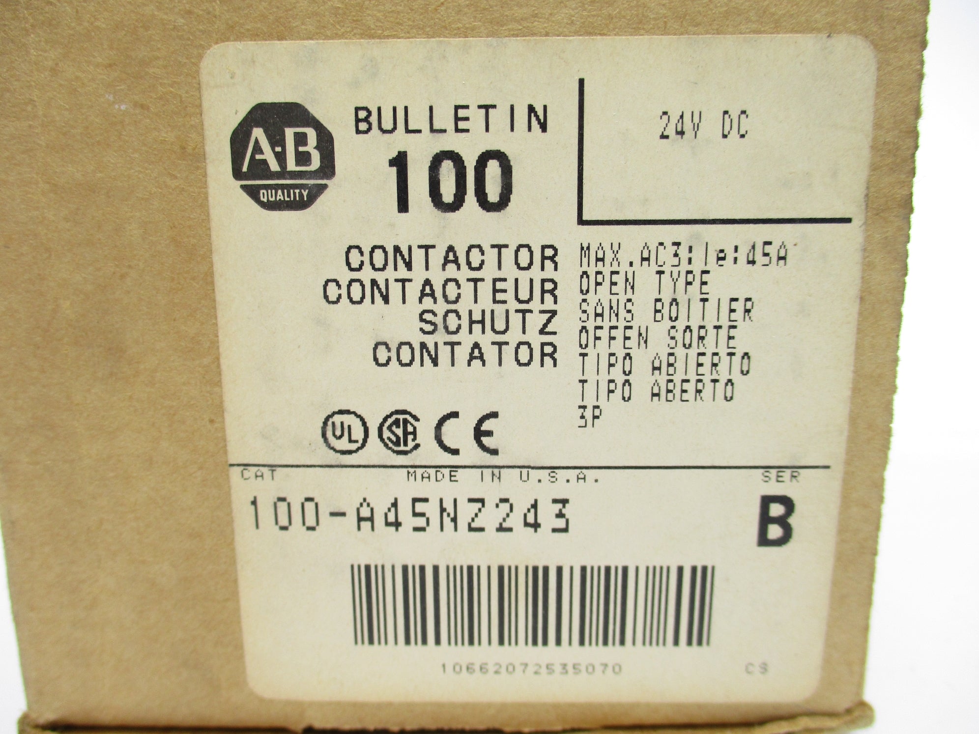 ALLEN BRADLEY 100-A45NZ243 SER. B 24VDC  NSMP