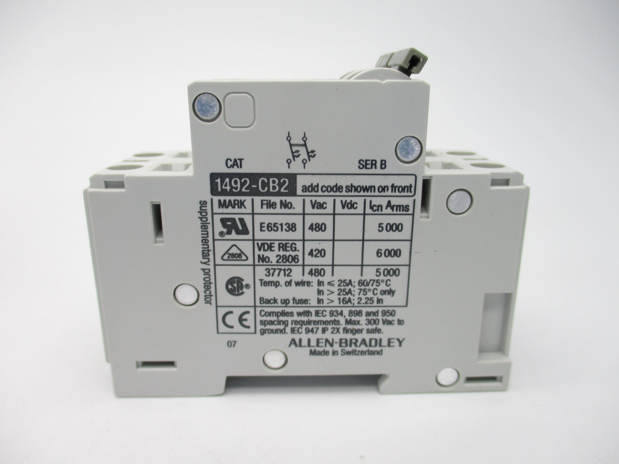 ALLEN BRADLEY 1492-CB2H060 SER. B 480VAC 6A NSMP