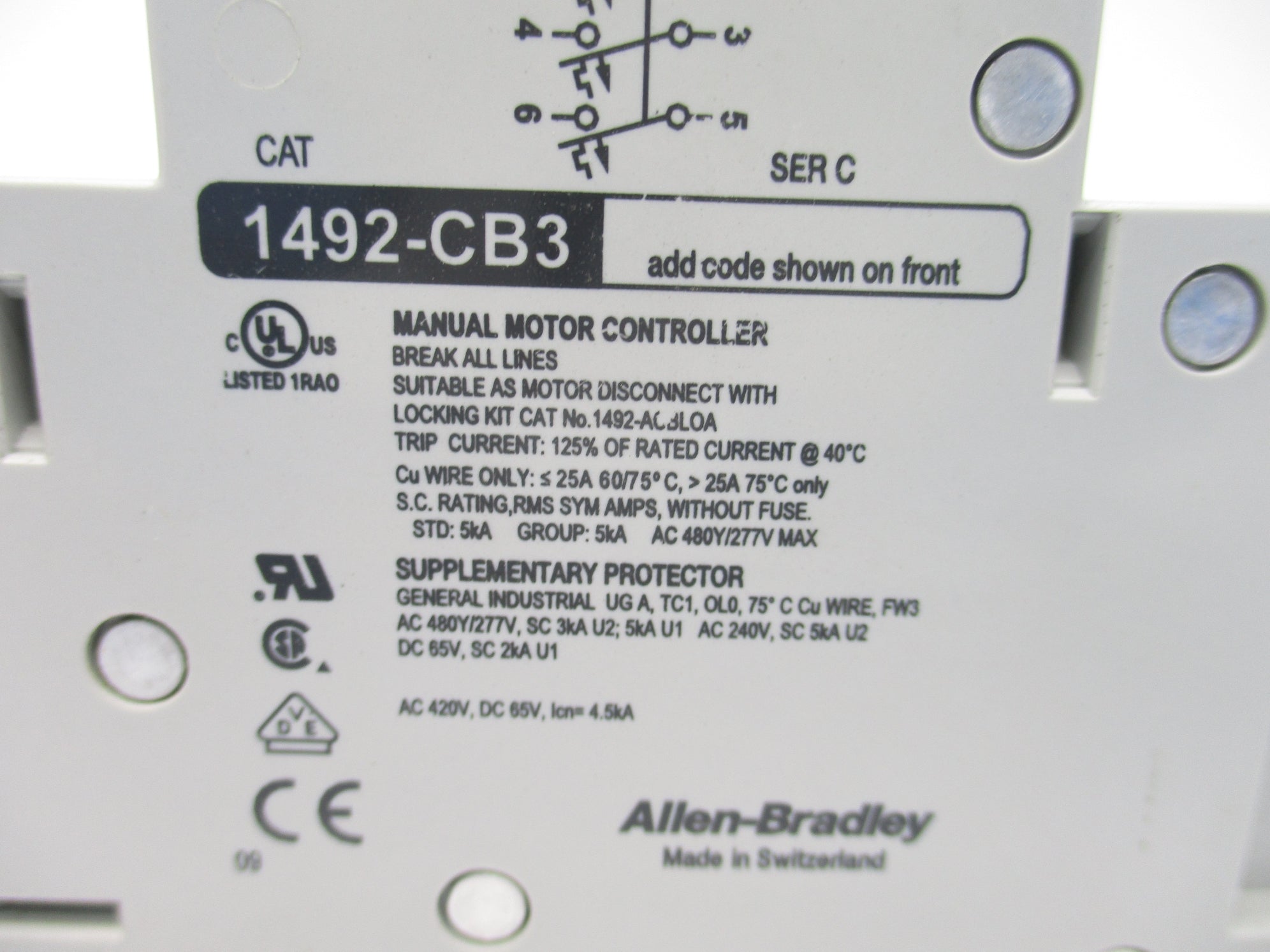 ALLEN BRADLEY 1492-CB3H030 SER. C 3A 277V  NSNP