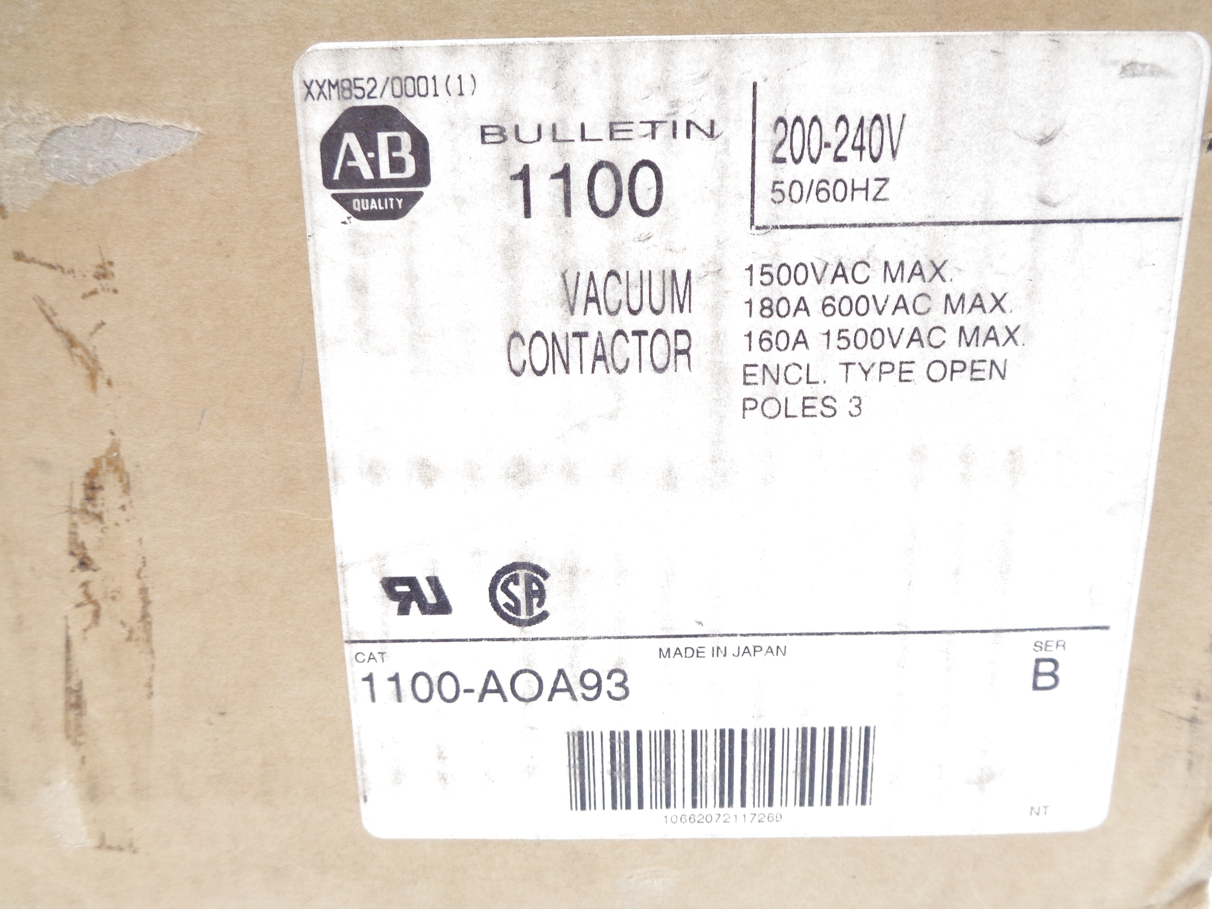ALLEN BRADLEY 1100-AOA93 SER. B 240V (AS PICTURED) (BR/WH) NSMP