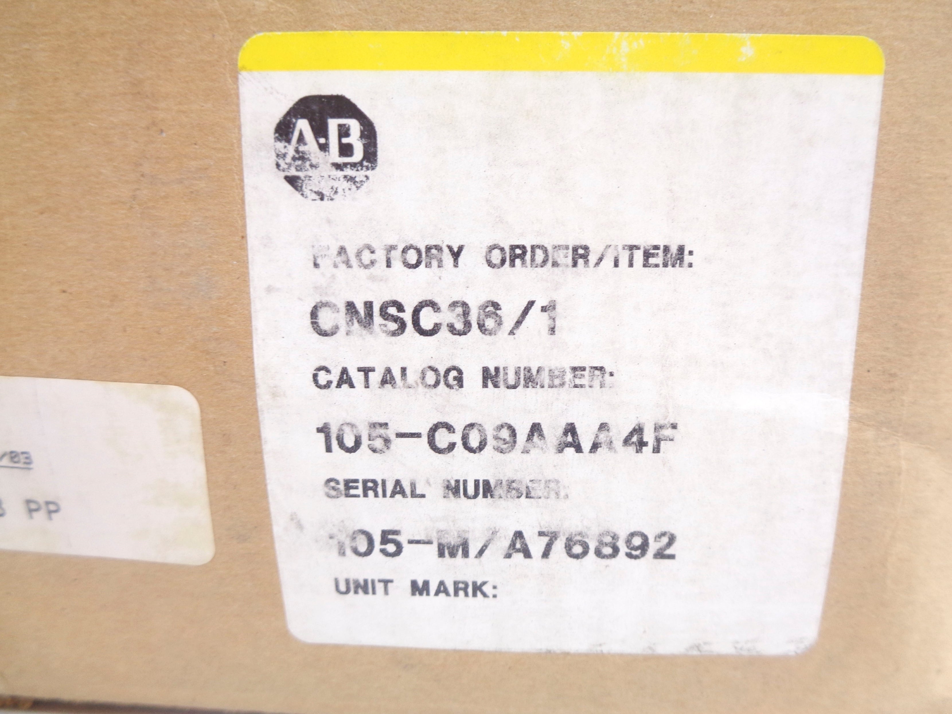 ALLEN BRADLEY 105-C09AAA4F 220-240V (BR/YL) NSMP