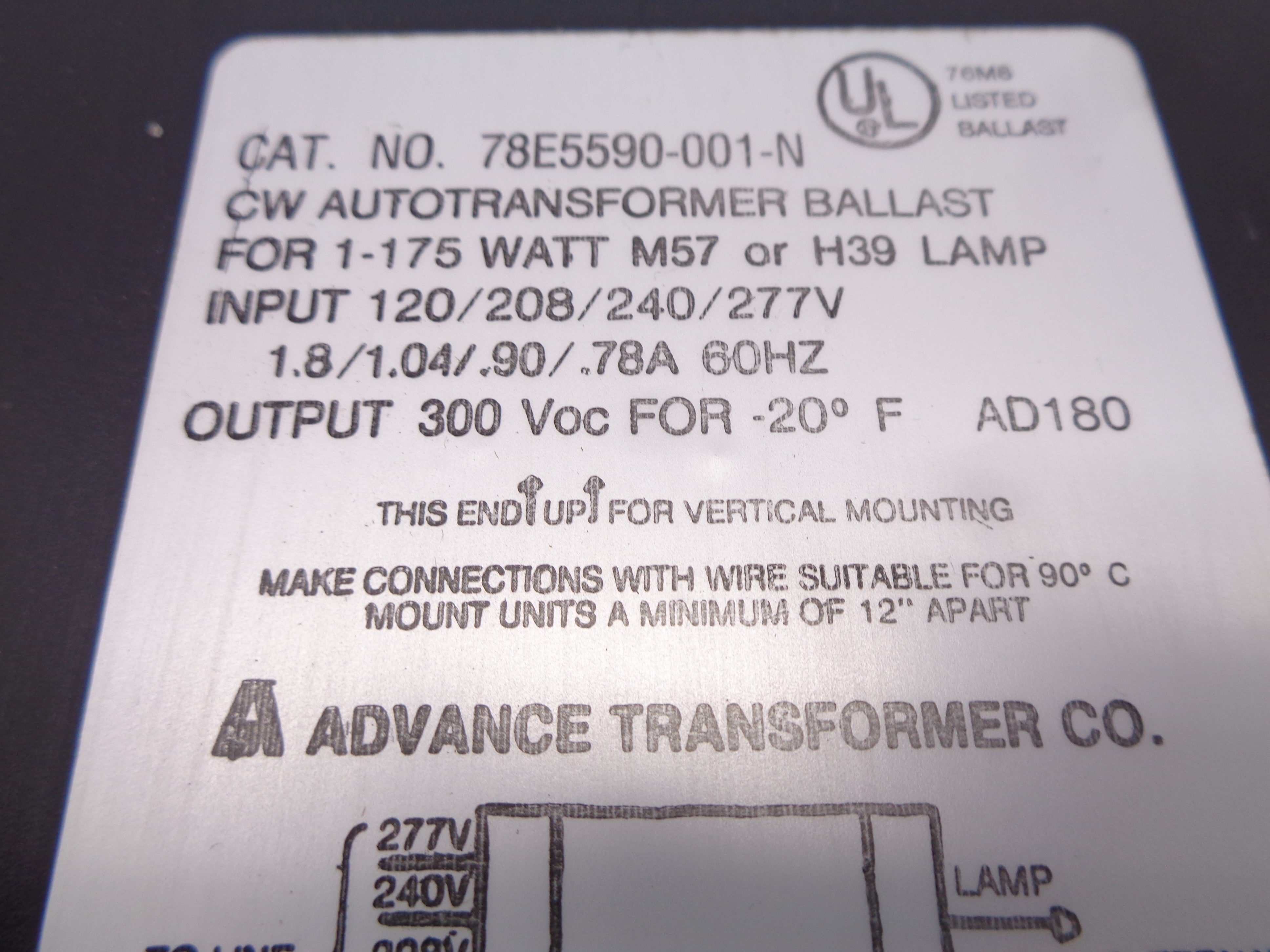 ADVANCE TRANSFORMER 78E5590-001-N NSNP