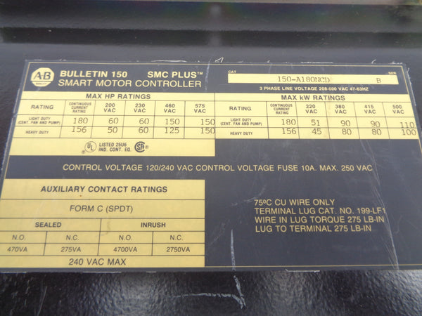 ALLEN BRADLEY 150-A180NCD SER. B (AS PICTURED) UNMP
