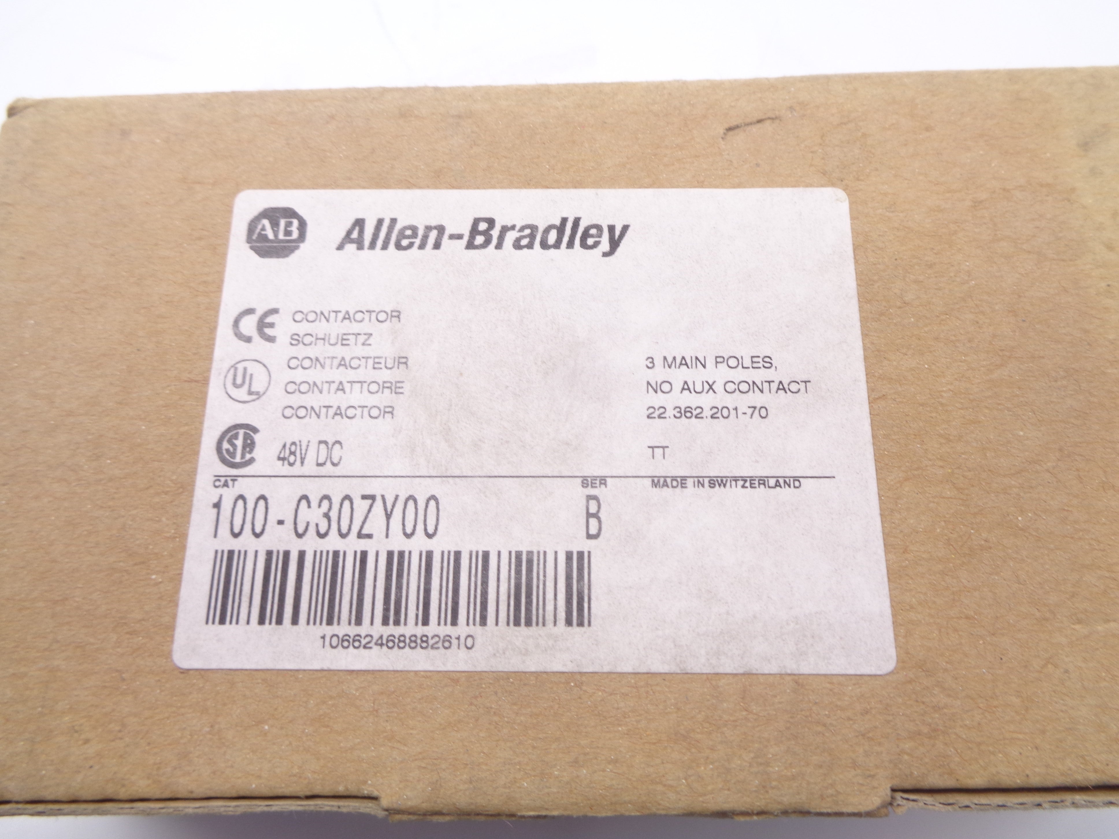 ALLEN BRADLEY 100-C30ZY00 SER. B 48V (BR/WH) NSMP