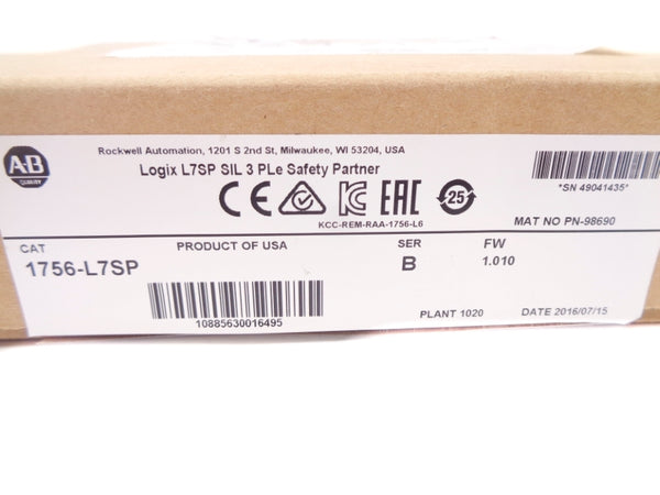 ALLEN BRADLEY 1756-L7SP SER. B F/W 1.010 5.1VDC NSMP