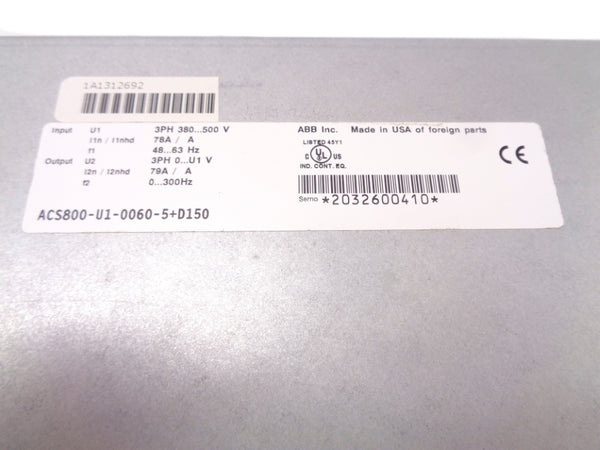 ABB ACS800-U1-0060-5+D150 (AS PICTURED) UNMP