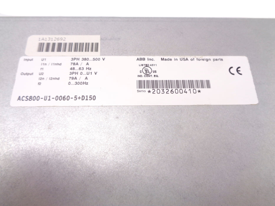 ABB ACS800-U1-0060-5+D150 (AS PICTURED) UNMP