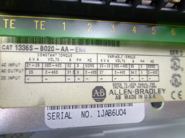 ALLEN BRADLEY 1336S-B020-AA-EN4 SER. D NSNP