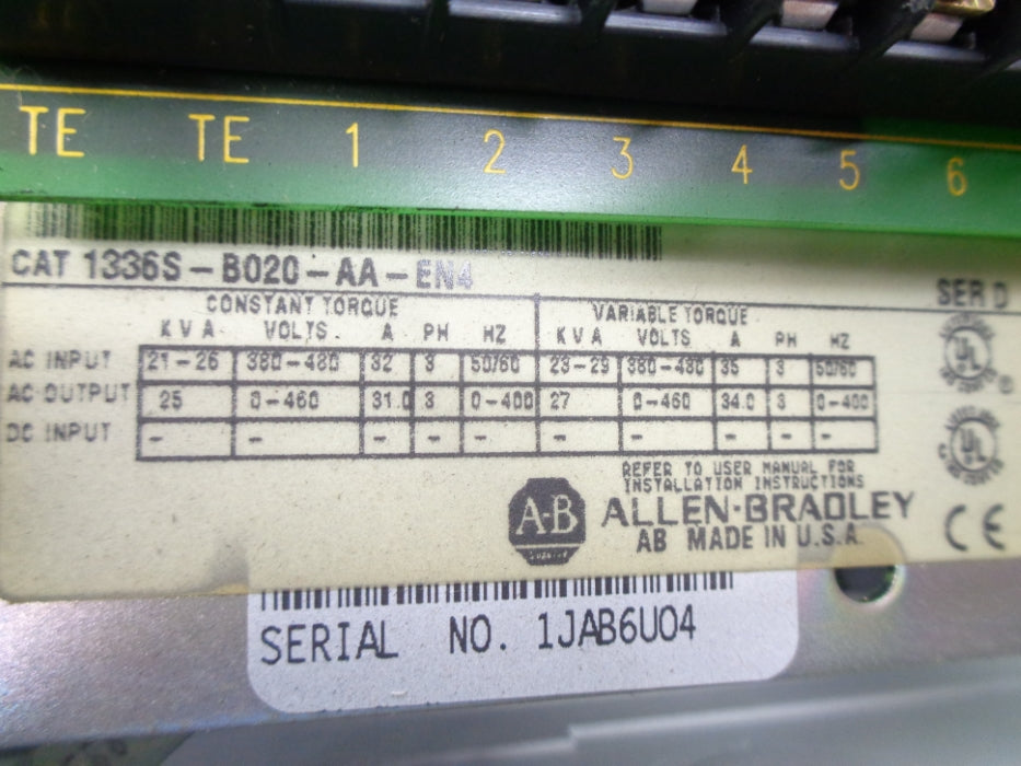 ALLEN BRADLEY 1336S-B020-AA-EN4 SER. D NSNP