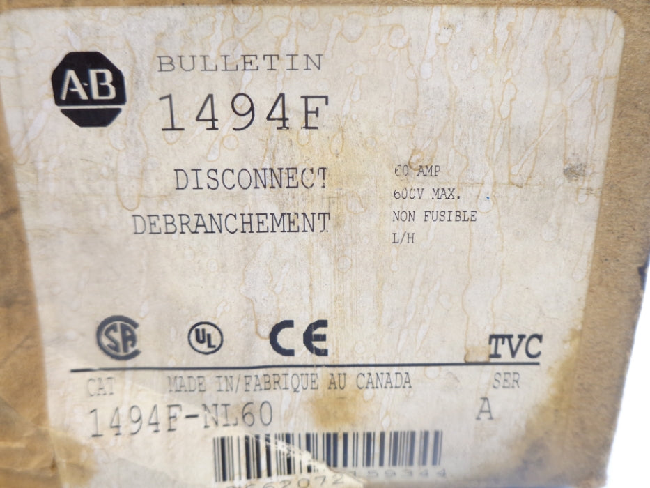 ALLEN BRADLEY 1494F-NL60 SER. A (BR/WH) NSMP