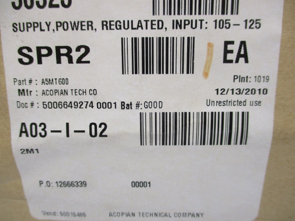 ACOPIAN A5MT600 NSMP