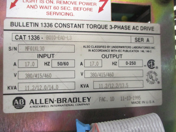 ALLEN BRADLEY 1336-B010-EAD-L3 SER. A (AS PICTURED) UNMP
