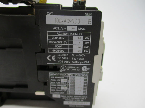 ALLEN BRADLEY 100-A09ND3 SER. B 220/230V UNMP