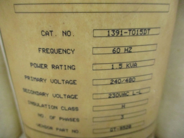 ALLEN BRADLEY 1391-T015DT 1.5KVA NSNP