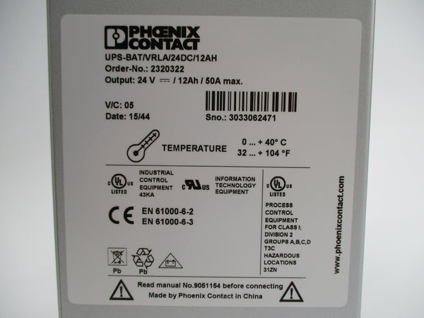 PHOENIX CONTACT UPS-BAT/VRLA/24DC/12AH 2320322 NUPI