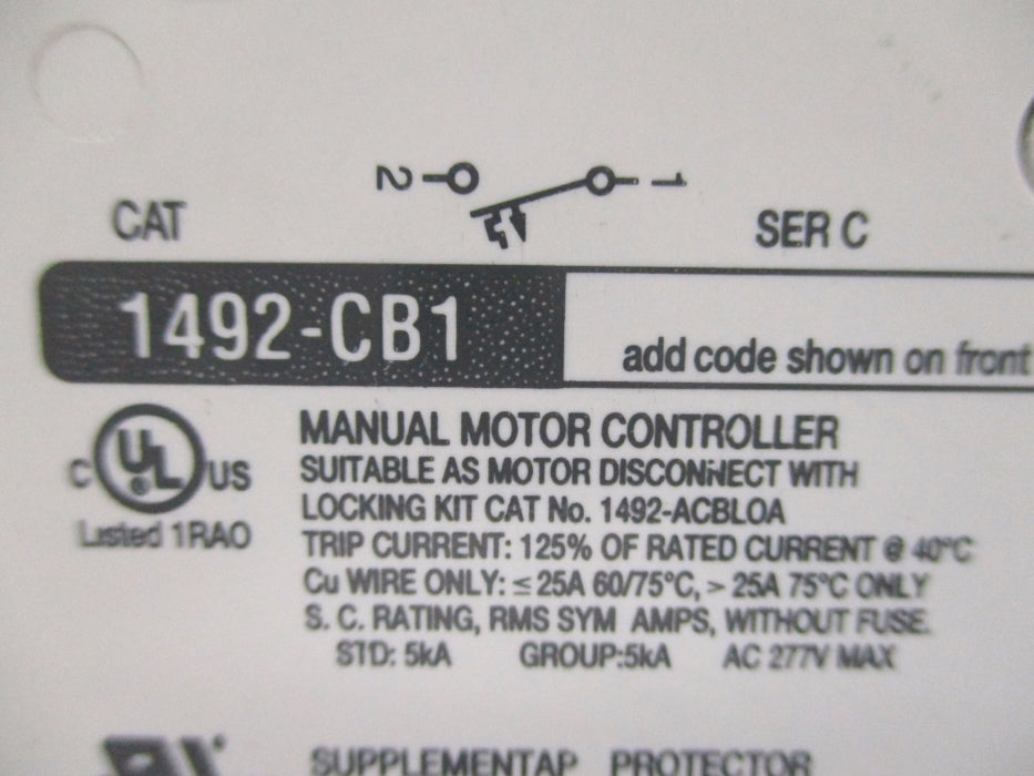 ALLEN BRADLEY 1492-CB1H150 SER. C 15A 277VAC NSNP