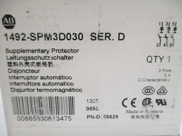 ALLEN BRADLEY 1492-SPM3D030 SER. D 277VAC 3A NSMP