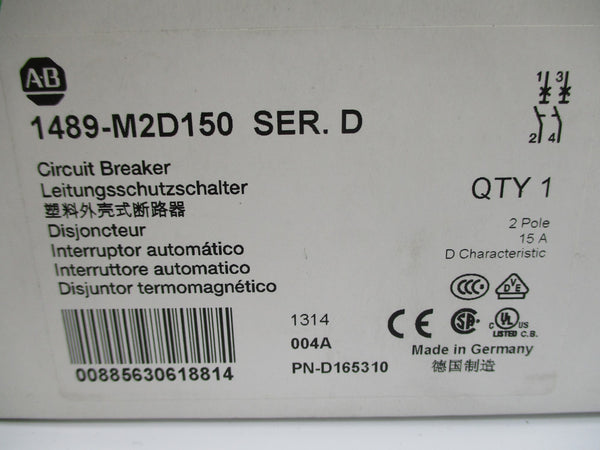 ALLEN BRADLEY 1489-M2D150 SER. D 277VAC 15A NSMP