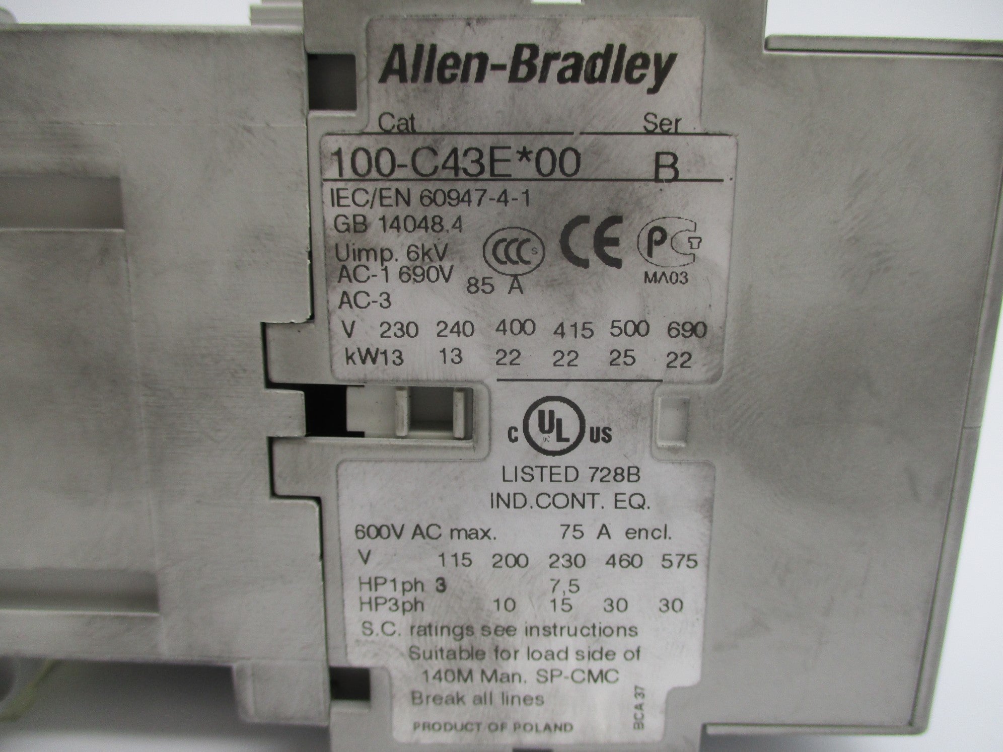 ALLEN BRADLEY 100-C43EJ00 SER. B 24VDC (AS PICTURED) NSNP